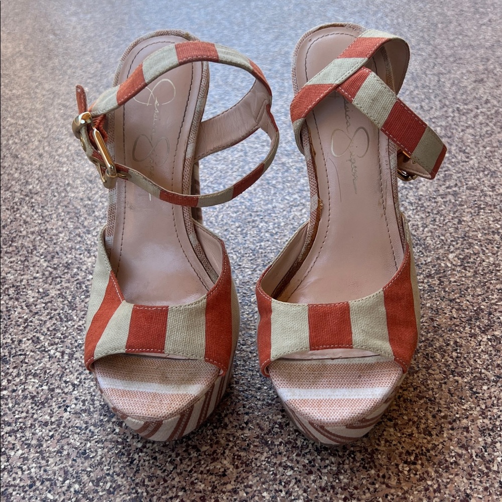 JESSICA SIMPSON Tonnia Platform Striped High Heels - Picture 4 of 11